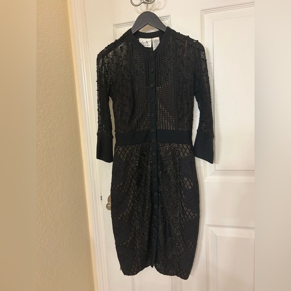 Byron Lars Black Lace Button-Up dress - Picture 4 of 4